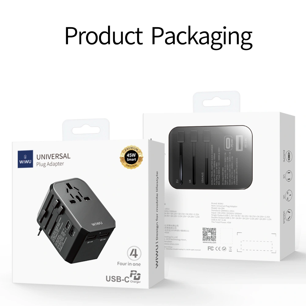 UA006 Wiwu 45W Universal Adaptör 2xUsb 3xType C