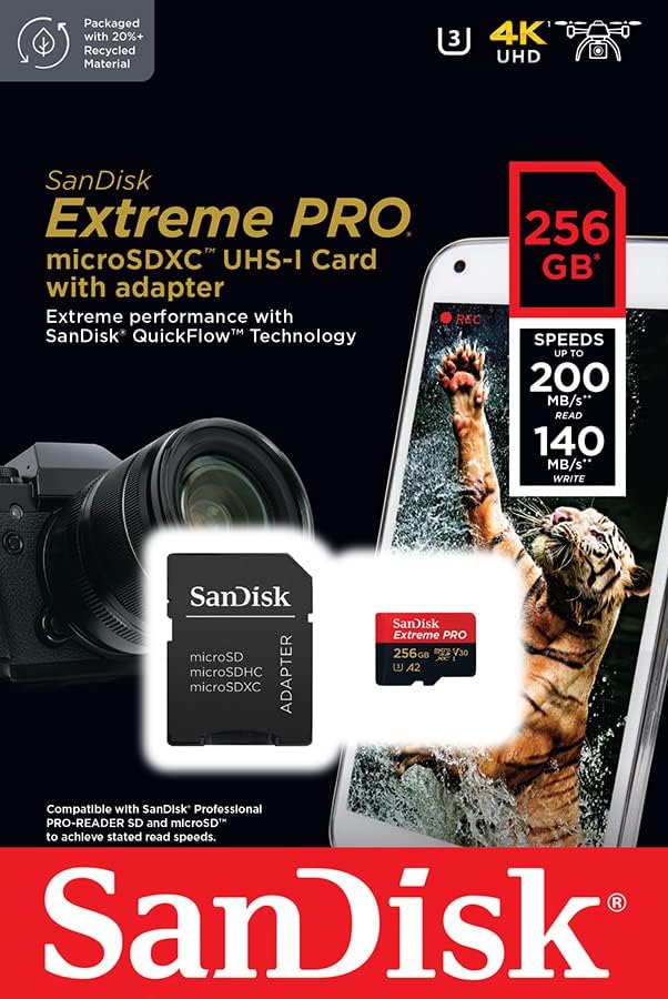 SanDisk Extreme Pro Microsdxc UHS-I 256GB With Adapter